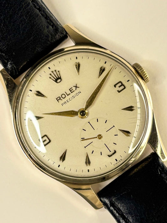 ROLEX Precision 9ct Gold Vintage 1950’s Men’s Manual Dress Watch - 12868