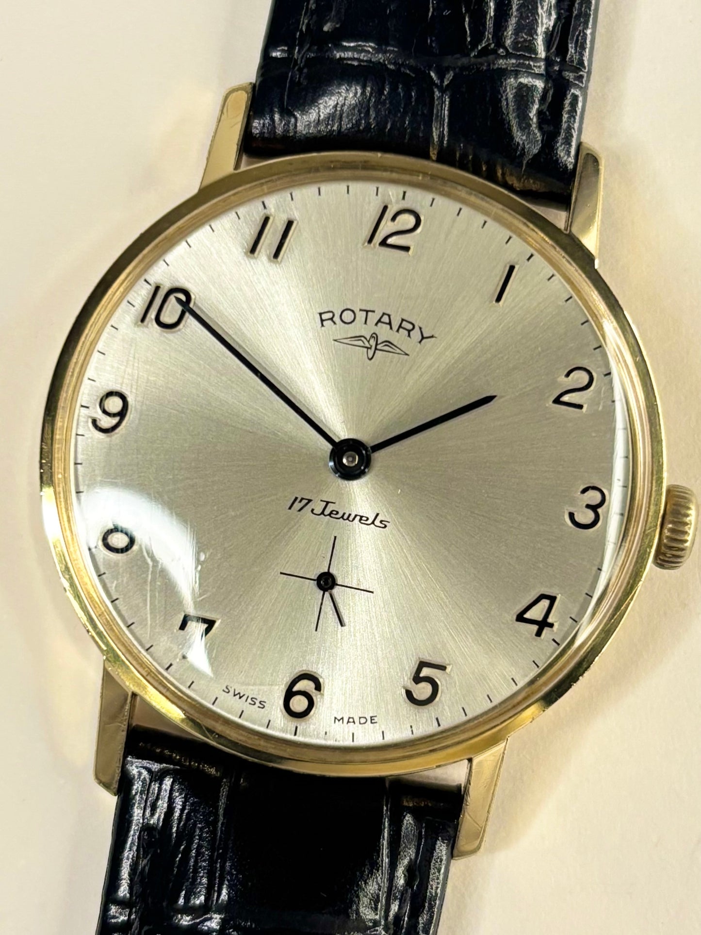 ROTARY Vintage 1970’s *+BOX&PAPERS* Men’s Manual Sub-Seconds Gold Dress Watch