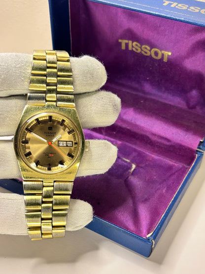 TISSOT PR516 *+BOX* Vintage 1970’s Men’s Automatic Day Date Gold Watch