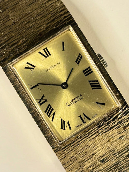 CARRONADE Vintage 1970’s *BOXED* Men’s Manual Gold Dress Watch