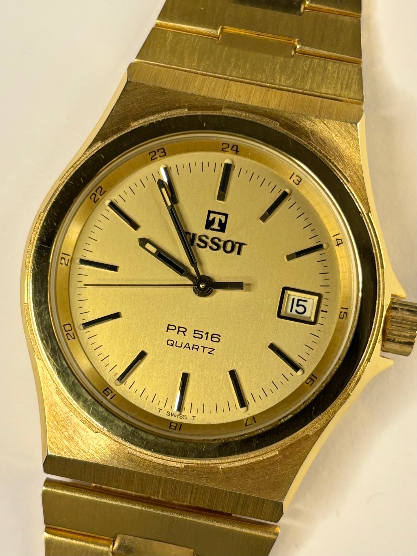 TISSOT PR516 Vintage 1980’s *+BOX&PAPERS* Men’s Date Gold Watch