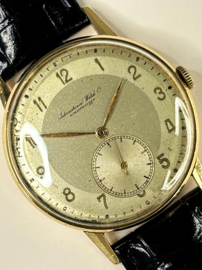 1944 IWC Schaffhausen men’s watch solid 18ct gold case vintage 105