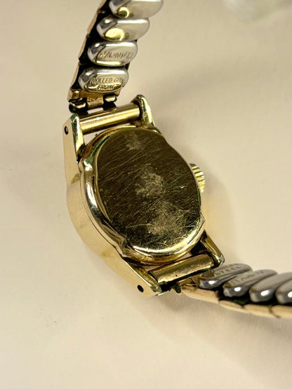 Omega ladies Ref. 1962 1960s gold plated vintage timekeeper caseback view with hallmark details