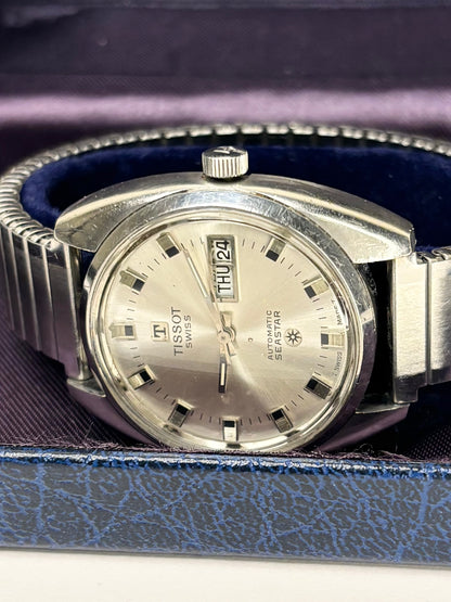 TISSOT Seastar Vintage 1960’s *+BOX* Men’s Automatic Day Date Silver Watch