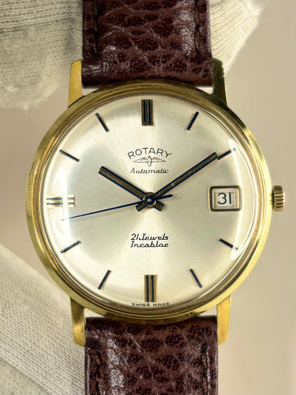 ROTARY Vintage 1970’s Men’s Automatic Date Gold Dress Watch