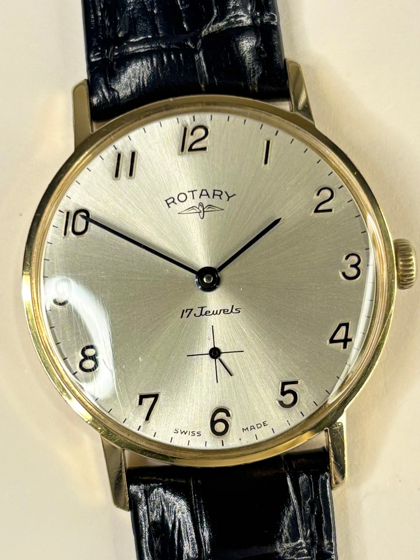 ROTARY Vintage 1970’s *+BOX&PAPERS* Men’s Manual Sub-Seconds Gold Dress Watch