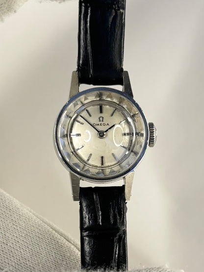 OMEGA Ladies Vintage 1970’s Manual Silver Diamond Bezel Cocktail Watch