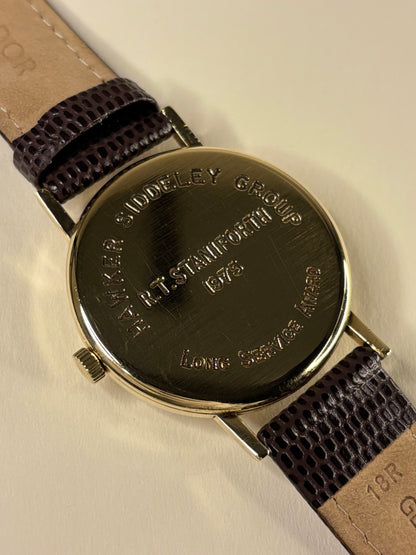 Caseback of Longines vintage 1974 9ct gold manual wind men’s watch