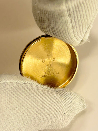 Tudor 1957 9ct gold ladies vintage timekeeper caseback view with hallmark details