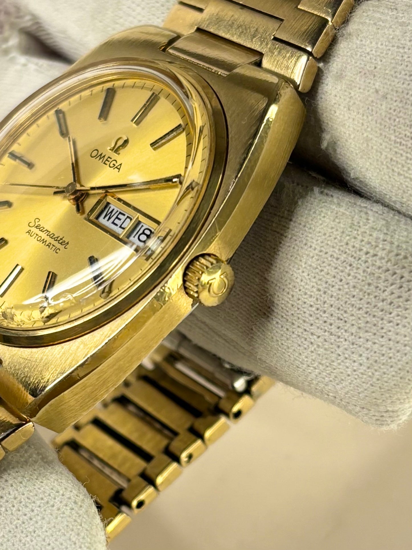 OMEGA Seamaster *+BOX* Vintage 1970’s Automatic DayDate Mens Gold Watch - 166.0216