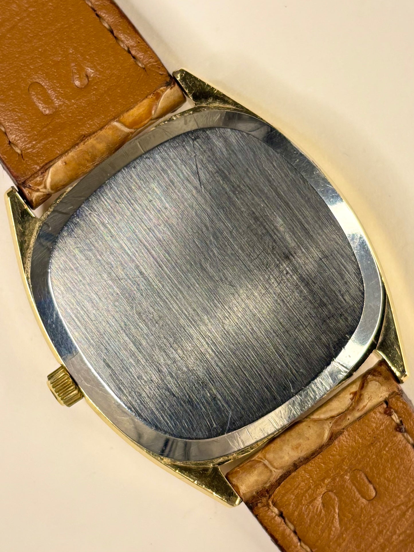 Vintage Omega De Ville timepiece, model 192.0034 with movement 1342, photographed with its clean gold-toned dial and sharp gold-plated case as a stylish timekeeper.