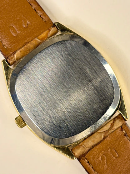 Vintage Omega De Ville timepiece, model 192.0034 with movement 1342, photographed with its clean gold-toned dial and sharp gold-plated case as a stylish timekeeper.