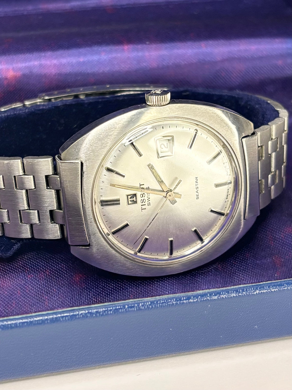 TISSOT Seastar Vintage 1970’s *+BOX* Men’s Manual Date Silver Watch
