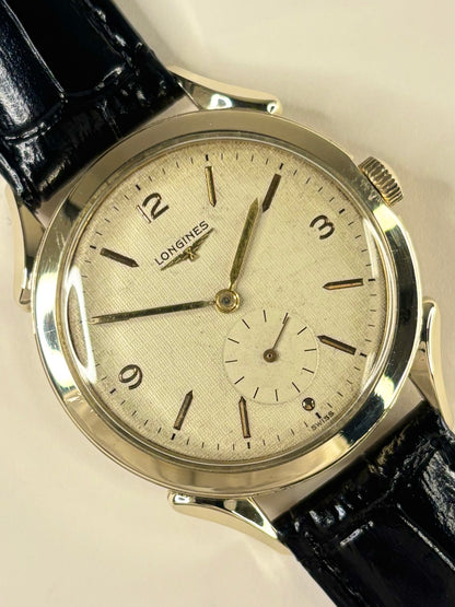 Vintage 1954 Longines men’s watch 10K gold filled turtle-shell case textured dial