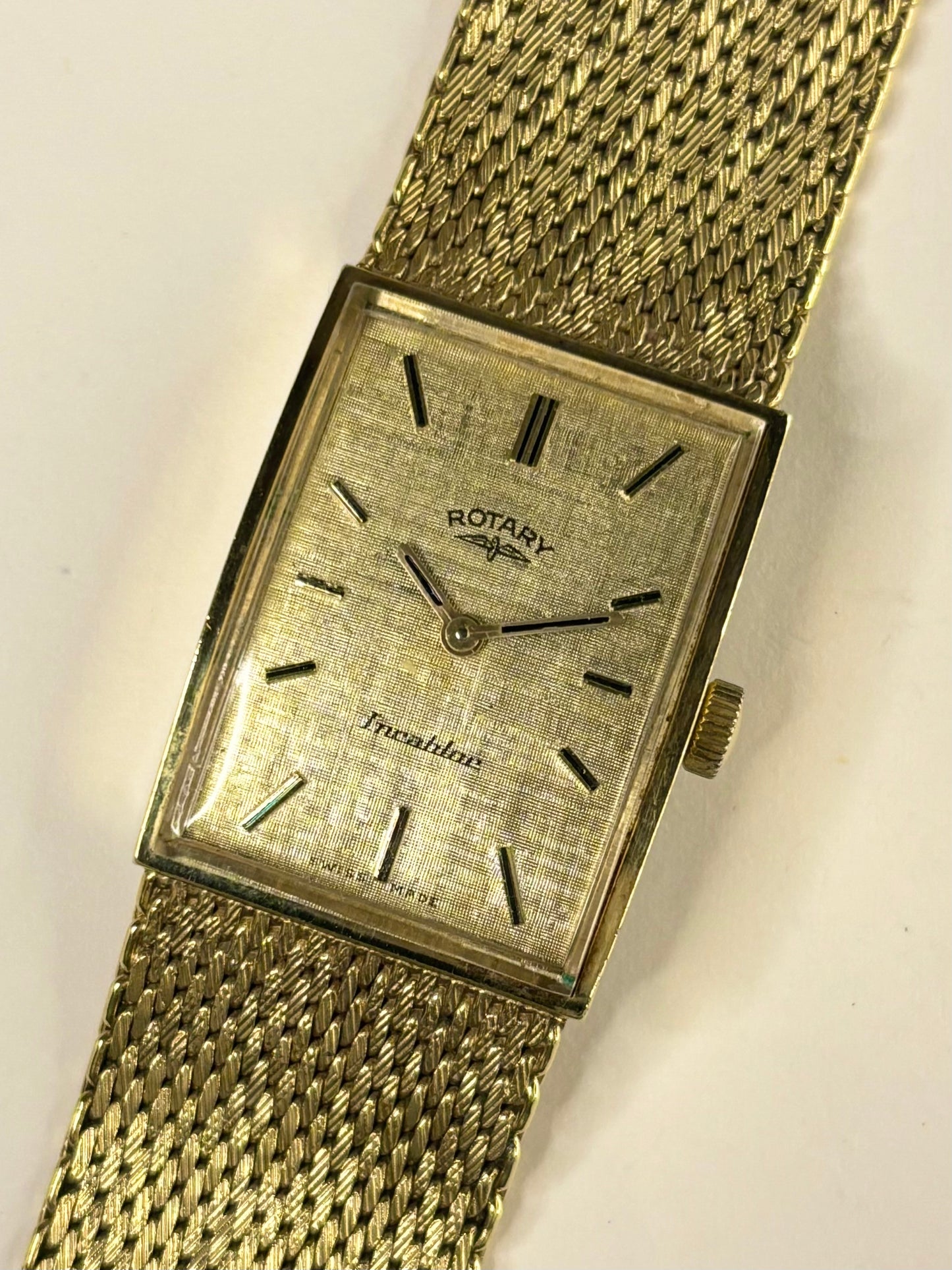 ROTARY Ladies Vintage 1970’s Linen Dial Manual Gold Watch