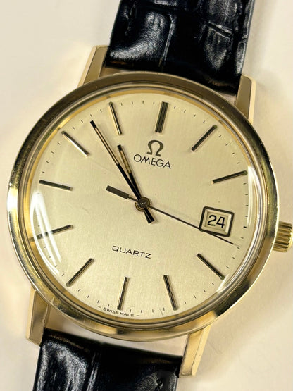 Omega Vintage 1970’s *+Papers* Men’s Quartz Date Gold Dress Watch - 196.0160 Cal. 1342