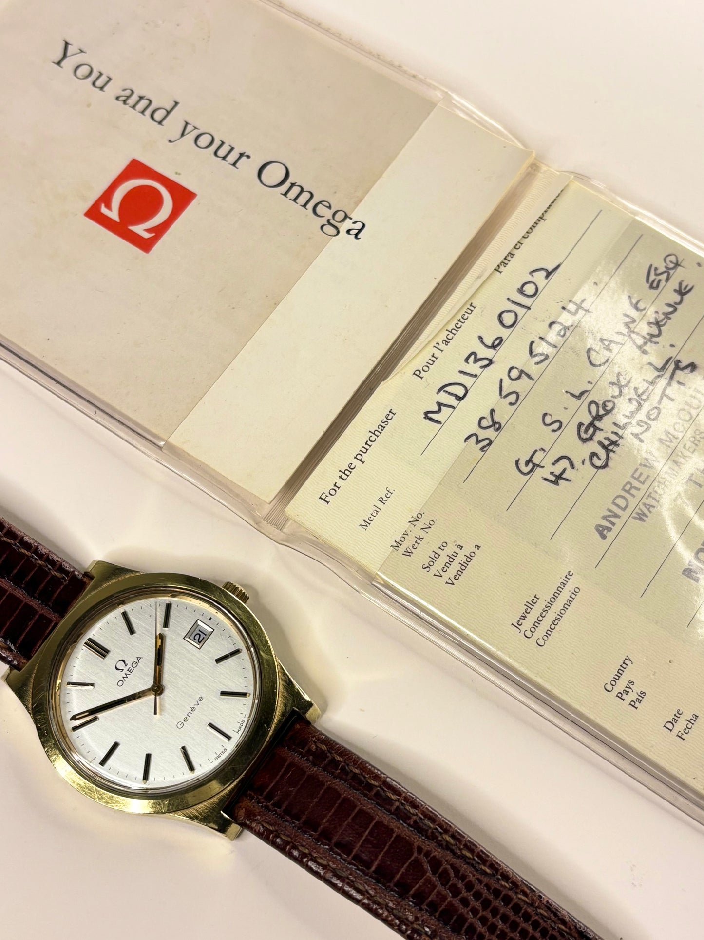 Premium vintage Omega Genève manual wind timepiece, luxury gold-plated case with timeless proportions, powered by a handmade Swiss timekeeper