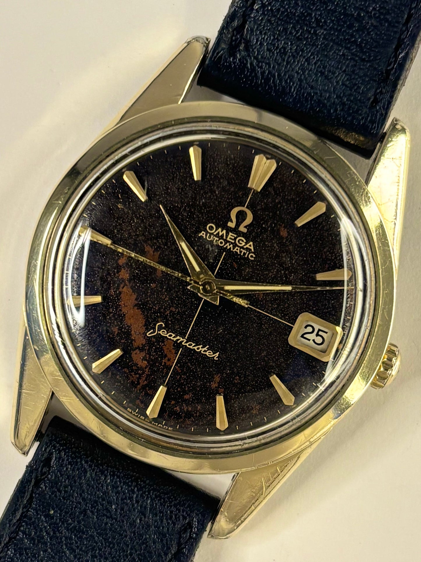 OMEGA Seamaster Vintage 1960’s *+BOX* Men’s Automatic Black Dial Gold Dress Watch