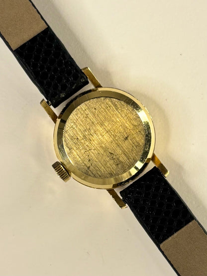 1967 Omega ladies’ 18ct solid gold manual watch elegant vintage design caseback
