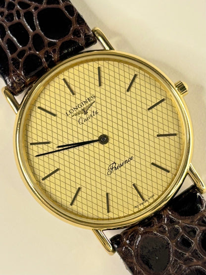 Vintage 1994 Longines men’s dress watch gold plated case gold dial quartz
