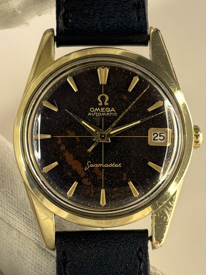 OMEGA Seamaster Vintage 1960’s *+BOX* Men’s Automatic Black Dial Gold Dress Watch