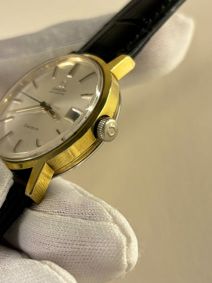 Omega Geneve Automatic 1970’s Vintage Men’s Gold Date Dress Watch - 166.098
