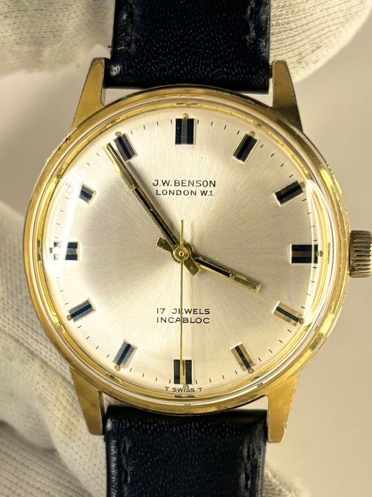 J W BENSON Vintage 1970’s Men’s Manual Gold Dress Watch