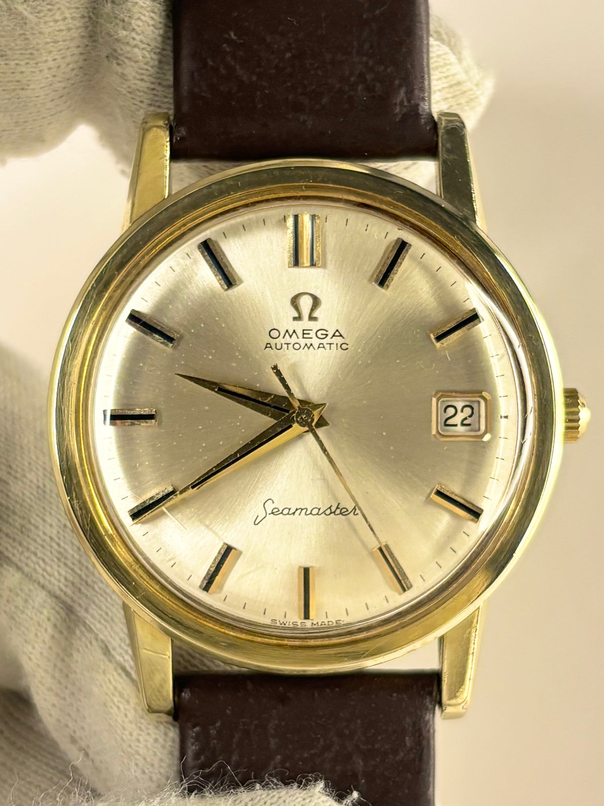 OMEGA Seamaster Vintage 1960’s Men’s Automatic Date Gold Dress Watch - 166.003