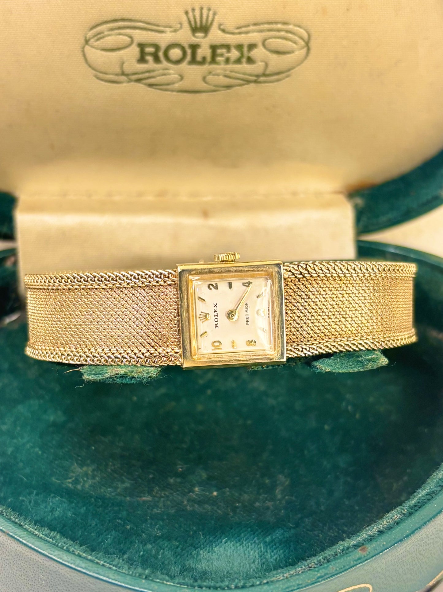 Vintage Rolex Precision ref. 1401 watch – c.1963 ladies' solid 9ct gold manual dress watch with 9ct gold bracelet, weighing 24.75g, recently serviced, in great condition with minor age-appropriate marks, complete with original Rolex box.