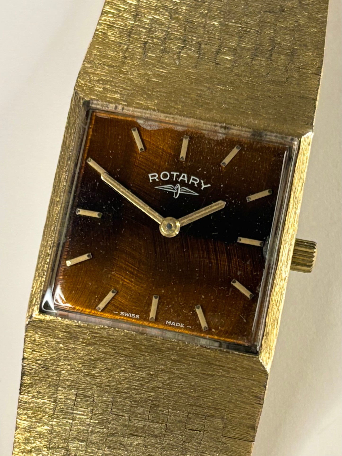 ROTARY ‘Tigers-Eye’ *RARE* Vintage 1970’s *+BOX* Men’s Manual Gold Dress Watch - 618