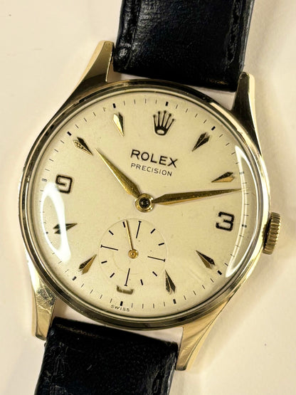 ROLEX Precision 9ct Gold Vintage 1950’s Men’s Manual Dress Watch - 12868