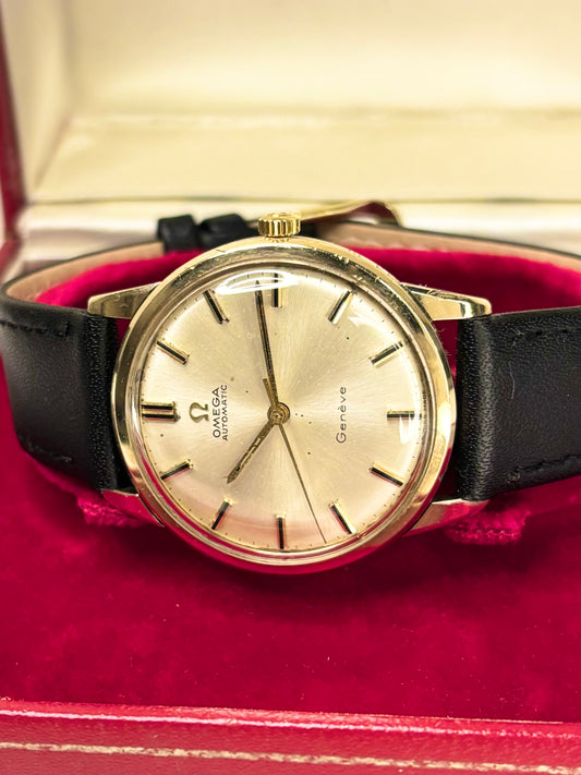 OMEGA Geneve 9ct Gold Vintage *+BOX* 1960’s Automatic Gold Dress Watch - 25418