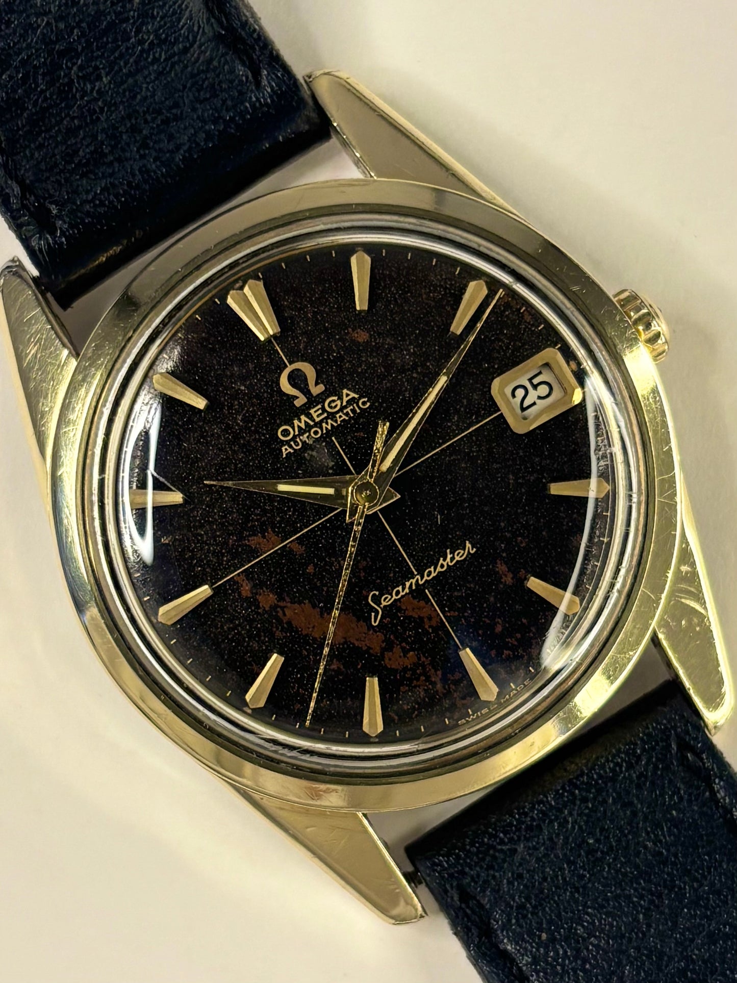 OMEGA Seamaster Vintage 1960’s *+BOX* Men’s Automatic Black Dial Gold Dress Watch