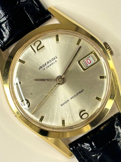 Vintage Ingersoll 1966 men’s gold plated dress timekeeper showcasing elegant mid-1960s design