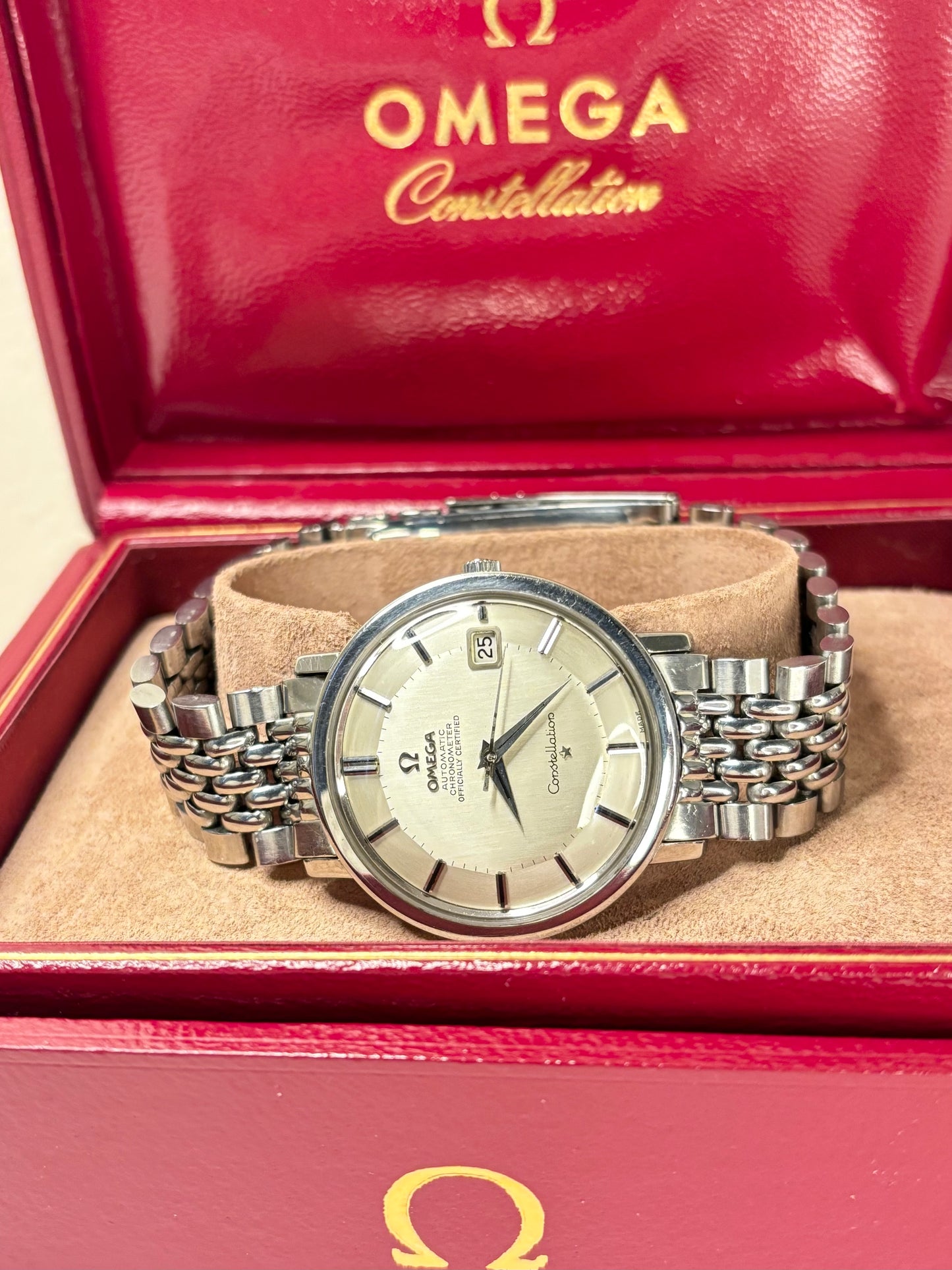 OMEGA Constellation ‘Pie-Pan’ *+BOX&PAPERS* Vintage 1960’s Men’s Automatic Date Silver Watch - 168.004