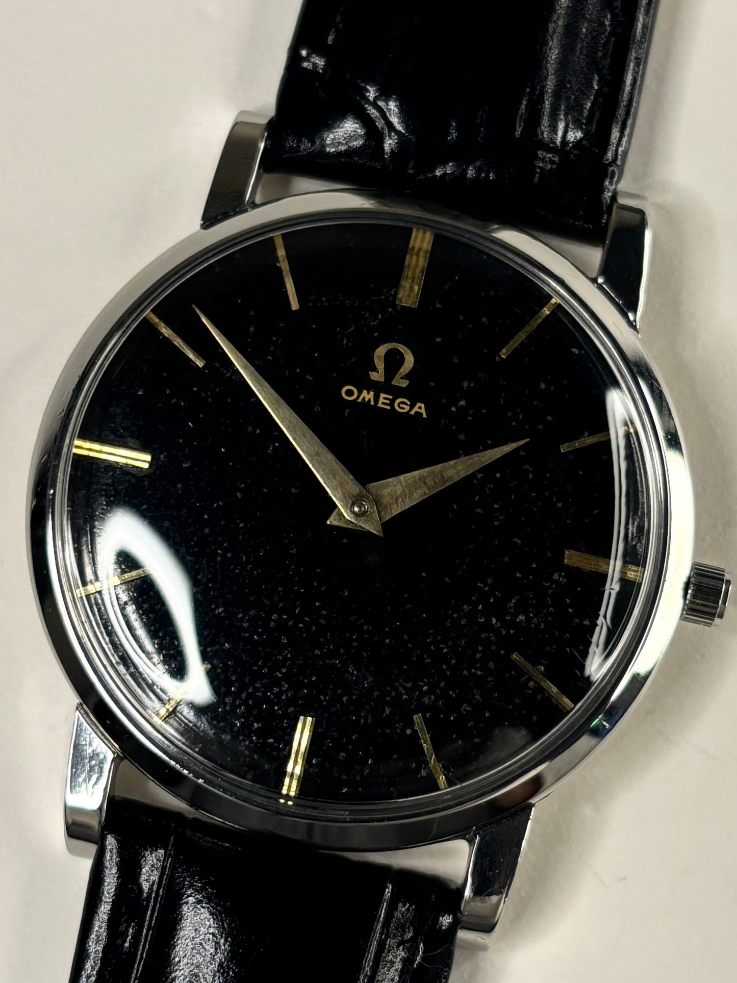 OMEGA Vintage *RARE* 1950’s Men’s Manual Black Dial Silver Dress Watch - 14371