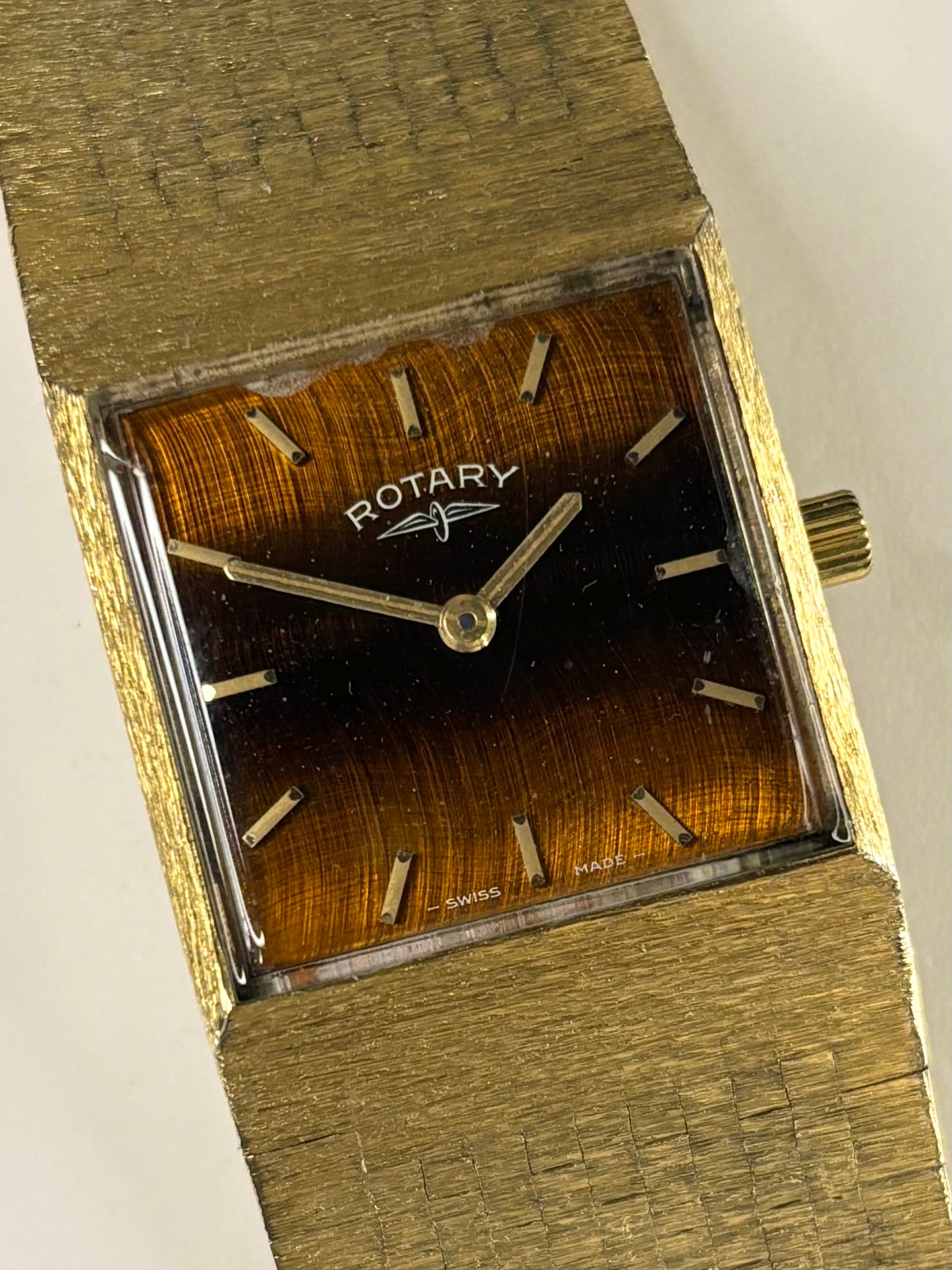 ROTARY ‘Tigers-Eye’ *RARE* Vintage 1970’s *+BOX* Men’s Manual Gold Dress Watch - 618