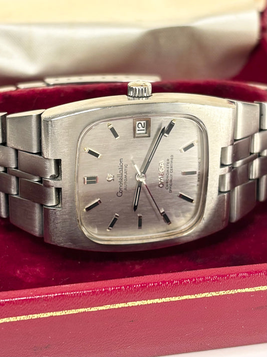 OMEGA Constellation Vintage 1970s *+BOX* Men’s Automatic Date Silver Watch - 168.047