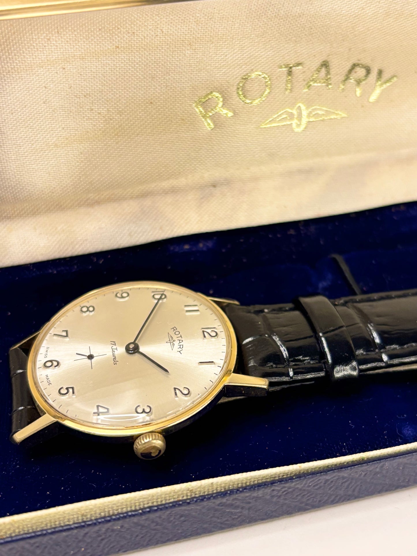 ROTARY Vintage 1970’s *+BOX&PAPERS* Men’s Manual Sub-Seconds Gold Dress Watch