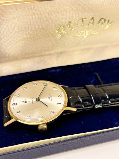 ROTARY Vintage 1970’s *+BOX&PAPERS* Men’s Manual Sub-Seconds Gold Dress Watch