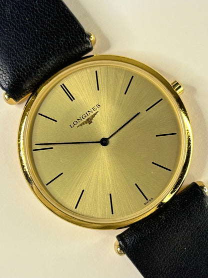 Vintage 1991 Longines men’s dress watch gold plated case gold dial quartz