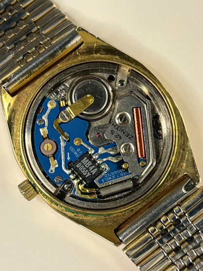 Zenith vintage men’s quartz dress watch ref. 27 0050 425, calibre 42.5, black dial, 20cm wrist size movement picture