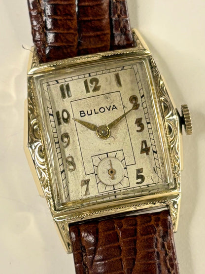 BULOVA Vintage 1950’s *+BOX&PAPERS* 10K Rolled Gold Men’s Manual Sub-Seconds Tank Watch - 10BM