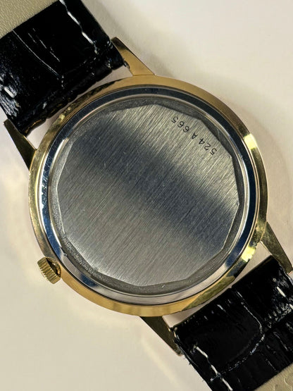 Zenith 1965 gold filled men’s vintage dress timekeeper caseback view with hallmark details
