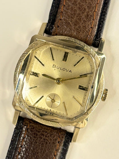 BULOVA 10K Gold Filled Vintage 1960’s Men’s Manual Gold Square Dress Watch