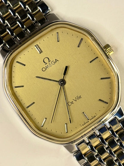 1982 Omega De Ville men’s quartz watch gold plated case elegant gold dial