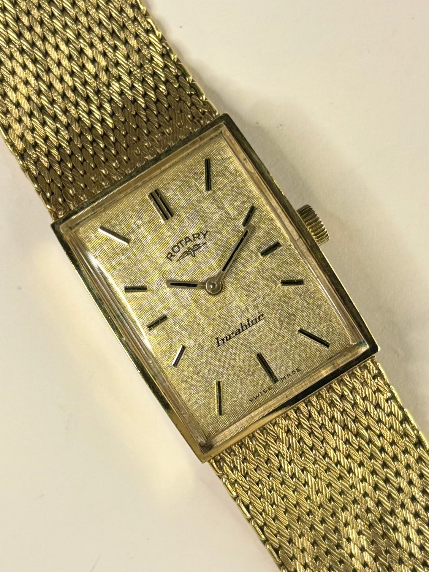 ROTARY Ladies Vintage 1970’s Linen Dial Manual Gold Watch
