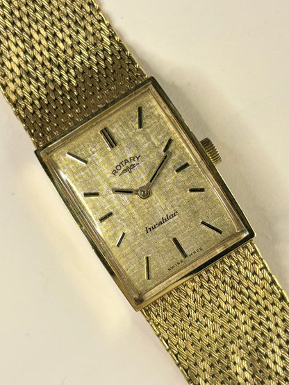 ROTARY Ladies Vintage 1970’s Linen Dial Manual Gold Watch