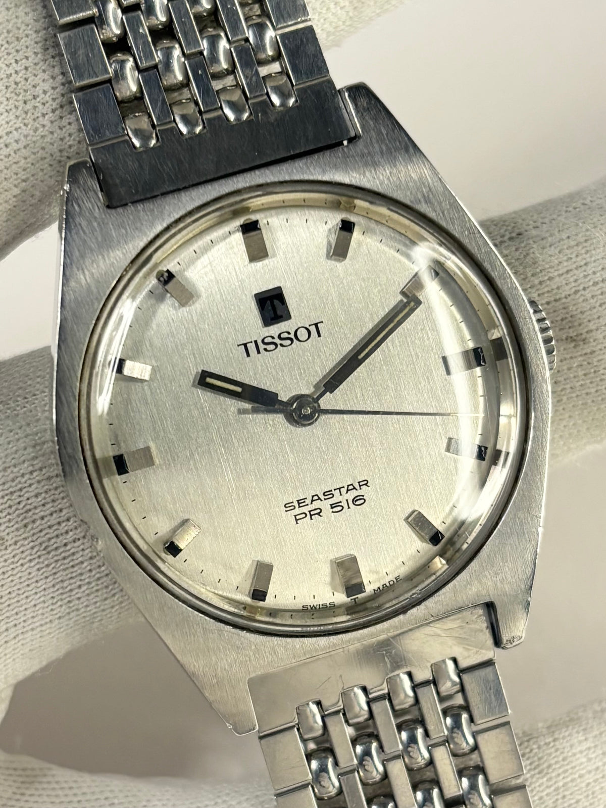 TISSOT Seastar PR 516 Vintage 1970’s *+BOX* Manual Mens Silver Watch