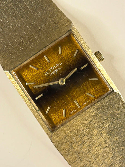 ROTARY Tigers Eye *RARE* Vintage 1970’s Men’s Manual Gold Watch - 945